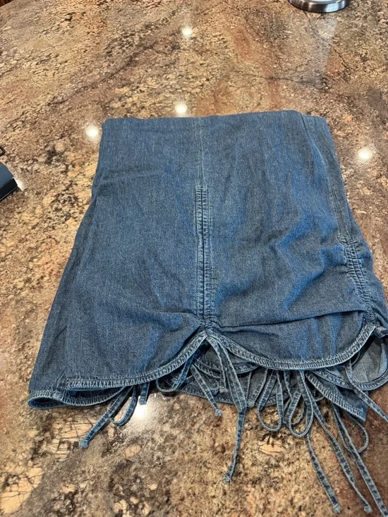 eesome Washed Blue Flowing Denim Pants - Picture 3 of 4